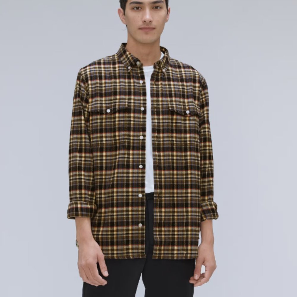 NWT Everlane Mens Plaid Brushed Flannel Button Down Shirt L